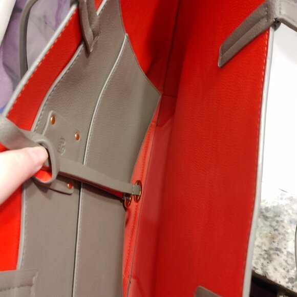 Dark Grey Tote with Bright Red Interior - Picture 3 of 7